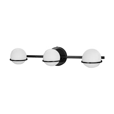 Dainolite 3lt Halogen Vanity Matte Black, White Glass
