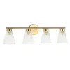 Dainolite 4 Light Incandescent Vanity Aged Brass With Clear Ribbed Glass In Gold