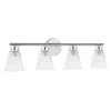 Dainolite 4 Light Incandescent Vanity Polished Chrome With Clear Ribbed Glass In Metallic