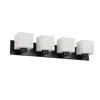 Dainolite 4 Light Vanity Matte Black With White Opal Glass In White