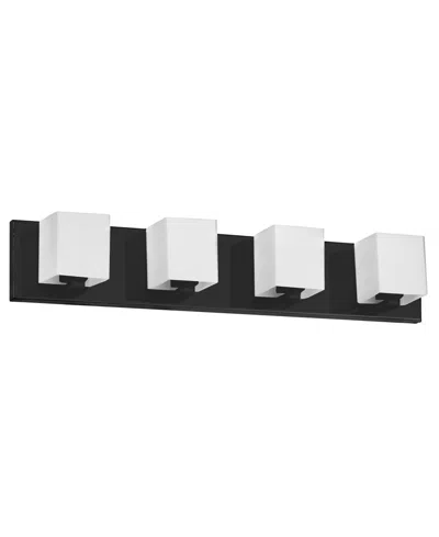 Dainolite 4.5" Metal, Glass Verona 4 Light Vanity Light With Glass Shade In Matte Black,white