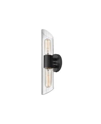 Dainolite 4.75" Glass, Metal Samantha 2 Light Short Vanity Light With Fluted Glass In Clear,matte Black