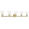 Dainolite 5 Light Incandescent Vanity Aged Brass With Clear Ribbed Glass In Gold