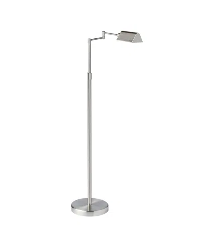 Dainolite 50.25" Metal 9w Led Swing Arm Floor Lamp In Satin Nickel