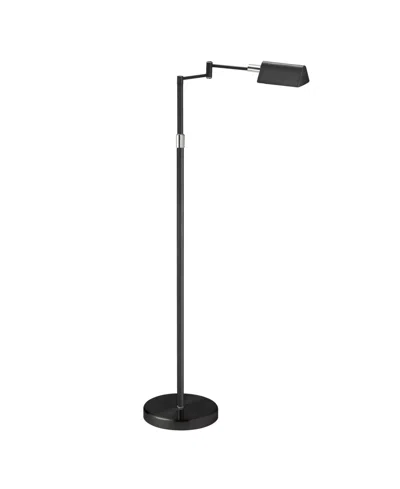 Dainolite 50.25" Metal Led 9w Swing Arm Floor Lamp In Black,polished Chrome