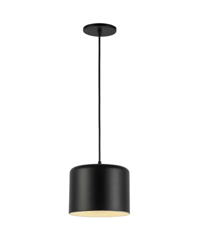 Dainolite 6" Metal Emilia 1 Light Matte Black Pendant In Matte Black,white