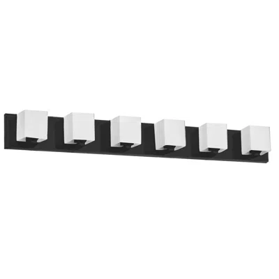 Dainolite 6lt Halogen Vanity, Mb, Wh Glass In Black