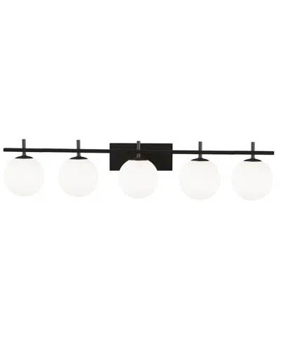 Dainolite 8" Metal, Glass Vanity Light In Matte Black,white
