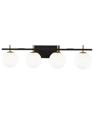 Dainolite 8" Metal, Glass Vivaldi 4 Light Vanity Light In Matte Black,white,aged Brass