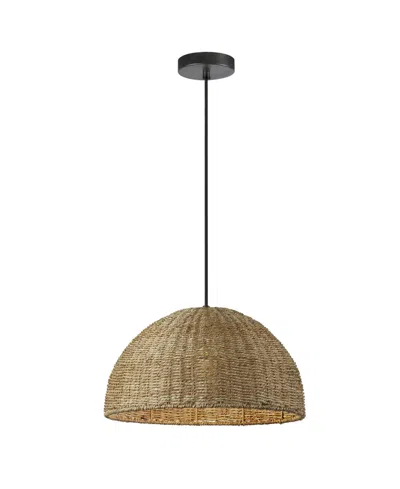 Dainolite 8" Metal Pourel 1 Light Pendant With Shade In Natural,black