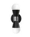 Dainolite 8.25" Metal Fortuna 2 Light Wall Sconce In Matte Black,polished Chrome