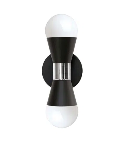 Dainolite 8.25" Metal Fortuna 2 Light Wall Sconce In Matte Black,polished Chrome