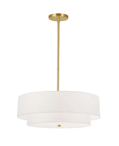 Dainolite 9" Glass, Metal Everly 4 Light Tier Pendant With Shade In Aged Brass,white