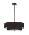 Dainolite 9" Metal, Fabric Everly 4 Light 2 Tier Pendant With Shade In Matte Black,black