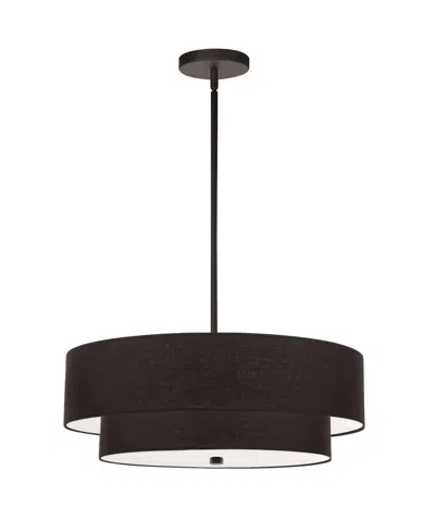 Dainolite 9" Metal, Fabric Everly 4 Light 2 Tier Pendant With Shade In Matte Black,black