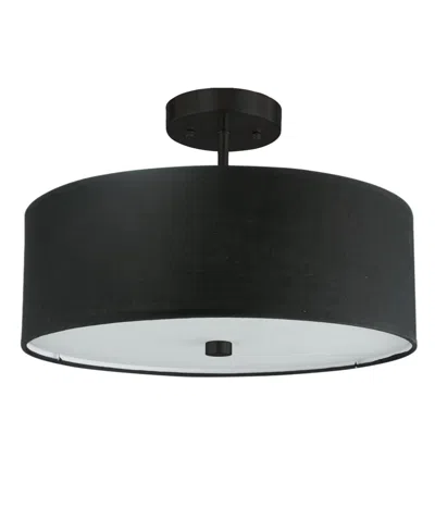 Dainolite 9.25" Fabric, Metal Everly 3 Light Semi-flush Mount With Shade In Matte Black,black