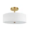 DAINOLITE 9.25" FABRIC, METAL EVERLY 3 LIGHT SEMI-FLUSH MOUNT WITH SHADE