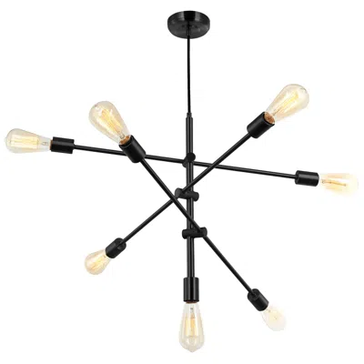 Dainolite Alexa 28" Wide 7 Light Matte Black Adjustable Pendant