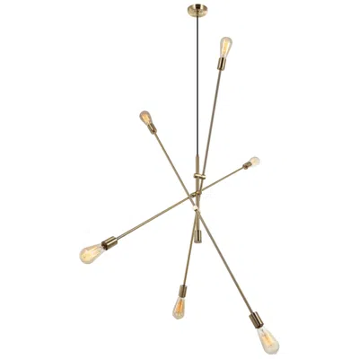 Dainolite Alexa 50" Wide 6 Light Aged Brass Adjustable Pendant In Gold