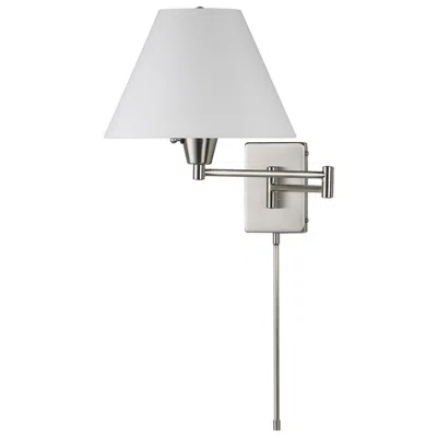 Dainolite Arm Swing 14" High Satin Chrome, White Wall Sconce