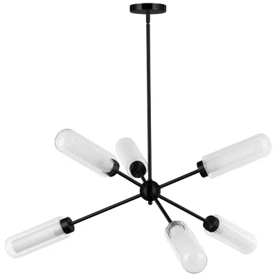 Dainolite Balbina 40" Wide 6-light Matte Black Finish Chandelier W/ Frosted Shade