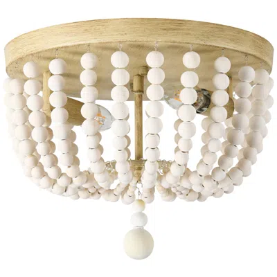 Dainolite Bridget 13" Wide 2-light White Finish Flush Mount W/ White Shade