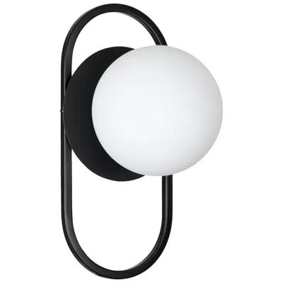 Dainolite Burlat 12" High Matte Black Finish Wall Sconce W/ White Shade