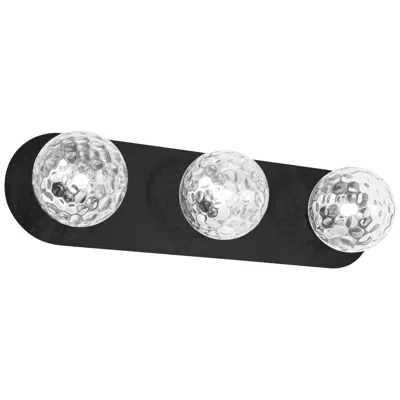 Dainolite Burlat 24.5" Wide 3 Light Matte Black Vanity Light With Clear Glass