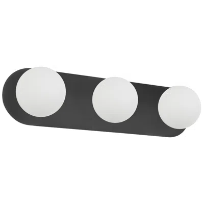 Dainolite Burlat 24.5" Wide 3 Light Matte Black Vanity Light With White Glass