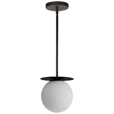 Dainolite Burlat 6" Wide Matte Black Pendant With White Glass Shade