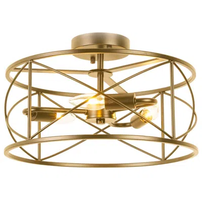 Dainolite Calah 15" Wide 3 Light Aged Brass Semi.flush Mount