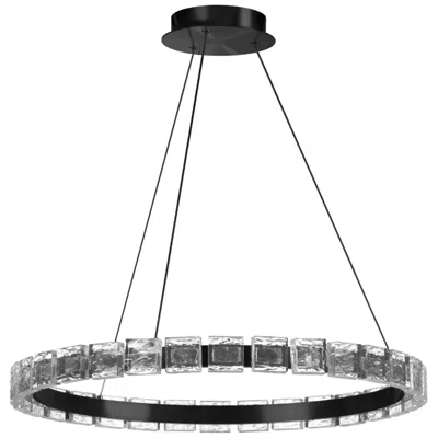 Dainolite Camila 24" Wide Matte Black 28w Led Chandelier With Crystal Glass Shad
