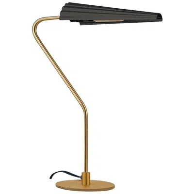 Dainolite Cassie 21.75" High Aged Brass Table Lamp With Matte Black Shade