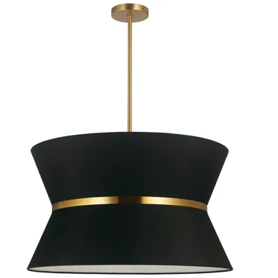Dainolite Caterine 24" Wide 4 Light Aged Brass Pendant In Black