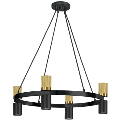 Dainolite Cerelia 24" Wide 8 Light Matte Black And Aged Brass Chandelier