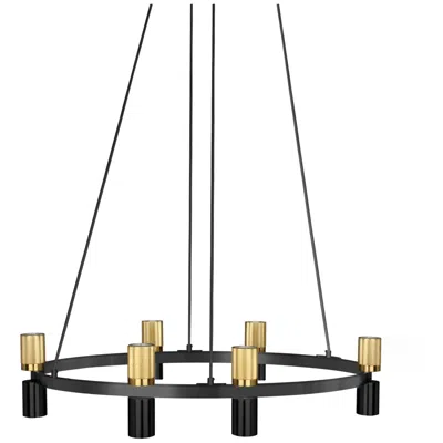 Dainolite Cerelia 36" Wide 12 Light Matte Black And Aged Brass Chandelier