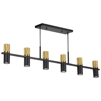 Dainolite Cerelia 48" Wide 12 Light Matte Black And Aged Brass Linear Chandelier