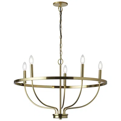 Dainolite Cesar 29" Wide 5 Light Aged Brass Chandelier In Nude