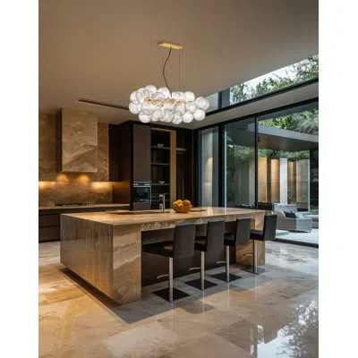 Dainolite Charlize 10 Light Horizontal Pendant - Clear Spiral Glass In Matte Black