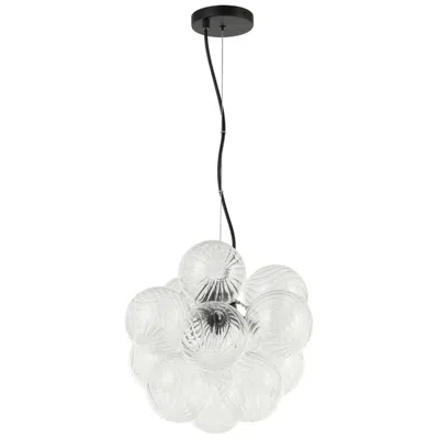 Dainolite Charlize 13.5" Wide 3-light Matte Black Finish Pendant  W/ Glass Shade