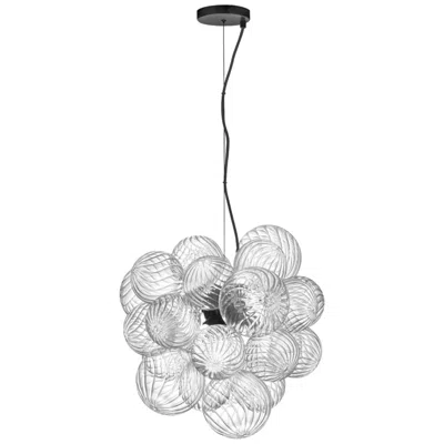 Dainolite Charlize 20" Wide 6 Light Matte Black Pendant With Clear Spiral Glass