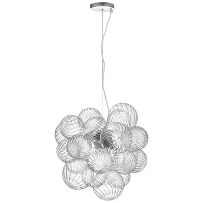 Dainolite Charlize 20"w 6 Light Polished Chrome Pendant With Clear Spiral Glass