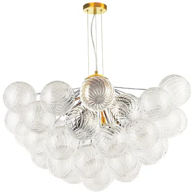 Dainolite Charlize 36" Wide 12-light Aged Brass Finish Chandelier W/ Glass Shade In White