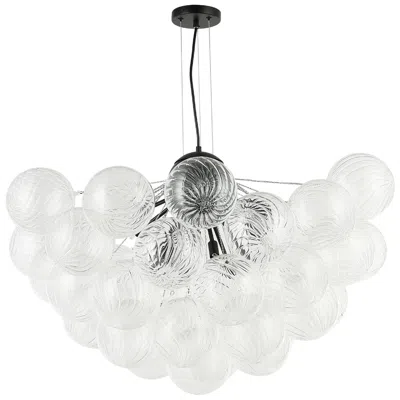 Dainolite Charlize 36" Wide 12-light Matte Black Finish Chandelier W/ Glass Shade