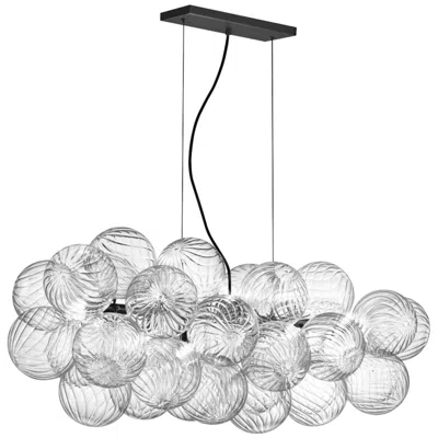 Dainolite Charlize 41"w 10 Light Black Horizontal Pendant W/ Clear Spiral Glass
