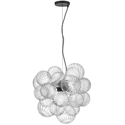 Dainolite Charlize 6 Light Pendant - Clear Spiral Glass In Matte Black