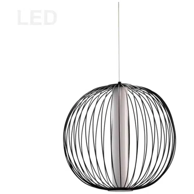 Dainolite Charlotte 17" Wide Matte Black 20w Pendant With White Acrylic Diffuser
