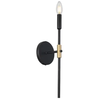 Dainolite Cinthia 16" High Matte Black And Aged Brass Wall Sconce