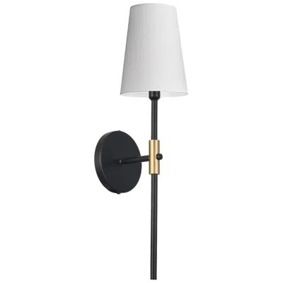 Dainolite Cinthia 21.5"h Matte Black And Aged Brass Wall Sconce W/ White Shade