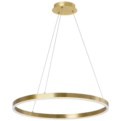 Dainolite Circulo 24" Wide Aged Brass Finish Chandelier  W/ White Shade In Gold